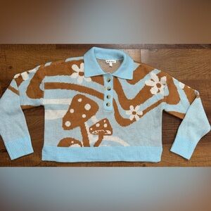 Derek Heart Mushroom & Daisy Patterned Sweater